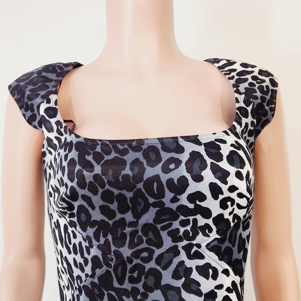 Jessica Simpson Leopard Print Open Back Sheath Sexy Dress Sz 6_2
